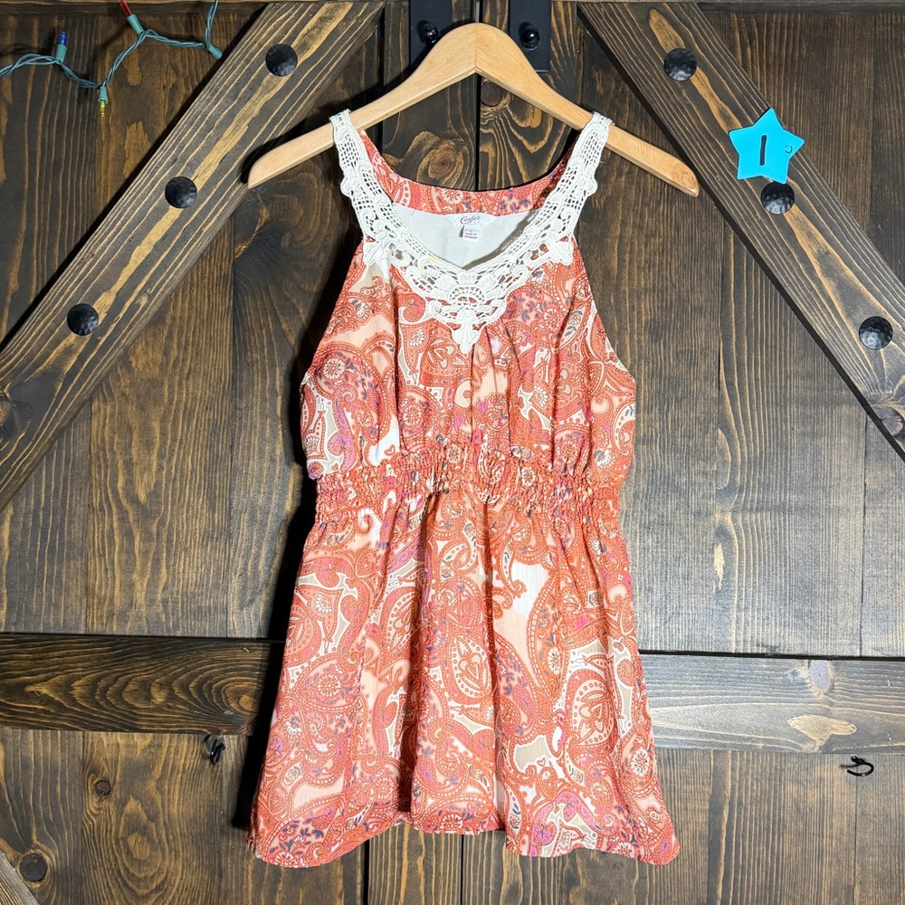 Candie's Coral Paisley Boho Dress Size Large